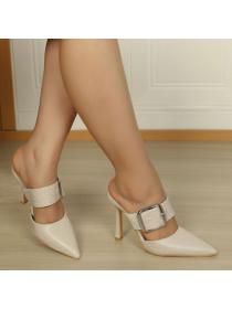 Summer high-heeled pointed side buckle female sandals