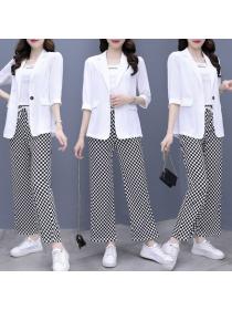 women's fashion fall casual thin wide-leg trousers casual three-piece suit