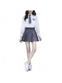 New style women's fashion blouse +Pleated skirt two-piece set