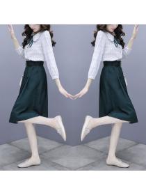 New style Long Sleeve Blouse + Skirt Two Piece Suit