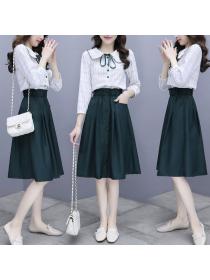 New style Long Sleeve Blouse + Skirt Two Piece Suit