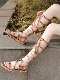 Summer new lace up sandals trendy flat long strap sandals