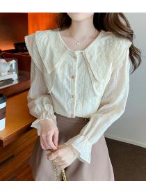 women's lapel embroidered lace top