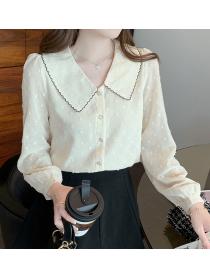 Doll Collar Chiffon Shirt Women's Fashion Top