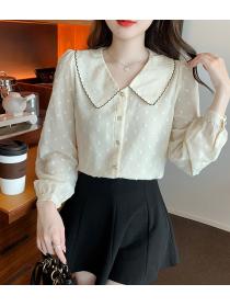 Doll Collar Chiffon Shirt Women's Fashion Top