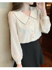 Doll Collar Chiffon Shirt Women's Fashion Top