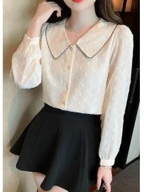 Doll Collar Chiffon Shirt Women's Fashion Top