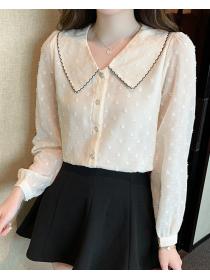 Doll Collar Chiffon Shirt Women's Fashion Top