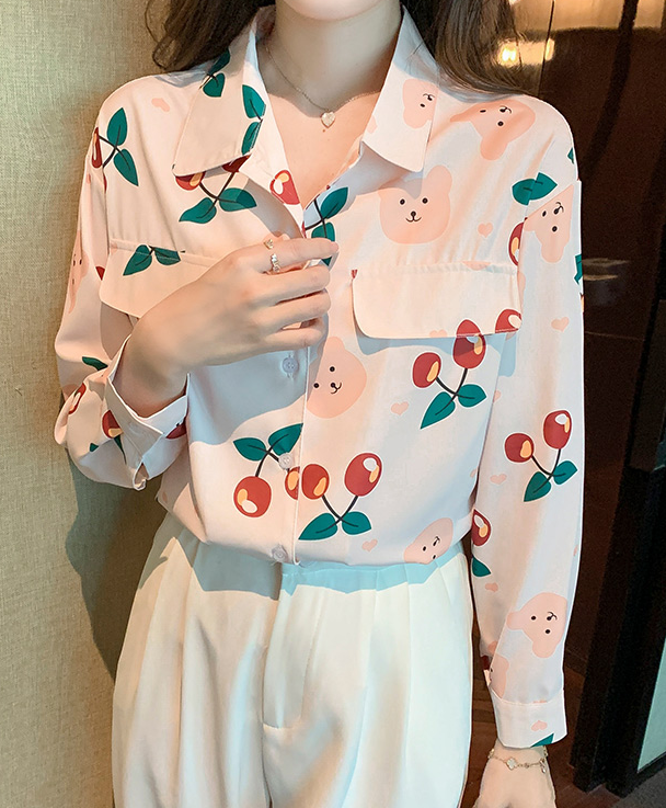 women's Fashion style chiffon floral shirt