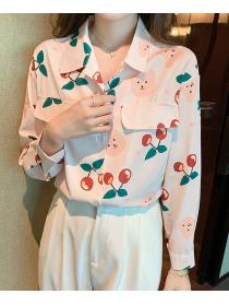 women's Fashion style chiffon floral shirt