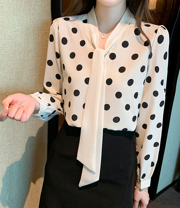 French Chiffon shirt with polka dots