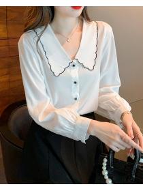 women's temperament retro doll collar chiffon shirt