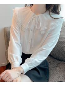 Fashion mesh long-sleeved chiffon shirt