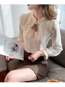 women's autumn half turtleneck lace bottoming shirt
