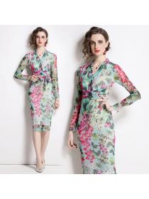 New style Print Dress Elegant Mid-Length Slim Fit Dress