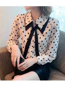 women's high end long sleeve polka dot shirt