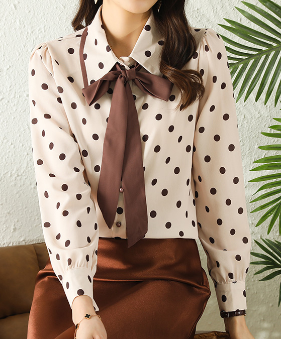 Korean style polka dot chiffon shirt