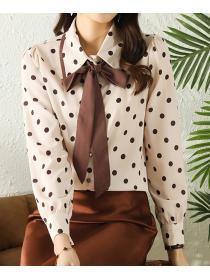 Korean style polka dot chiffon shirt 