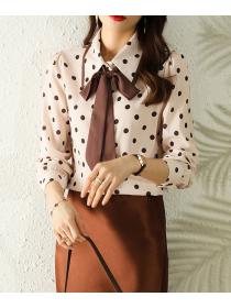 Korean style polka dot chiffon shirt 