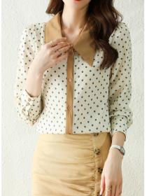 women's polka dot chiffon shirt