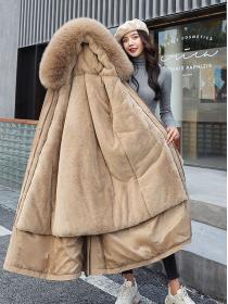 Winter big fur collar down jacket Women's long cotton coat windbreaker coat