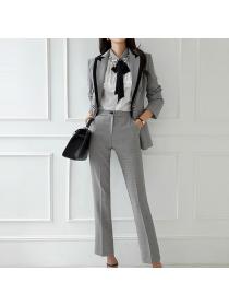 Autumn fashion jacket houndstooth trousers professional suit for women