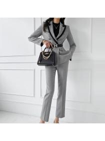 Autumn fashion jacket houndstooth trousers professional suit for women