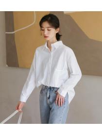 On Sale Pure Color Doll Collars Fashion Blouse 