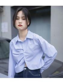 Korean Style Drape Irrgular Fashion Short Blouse 