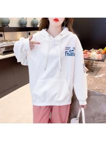Autumn new fashion hooded drawstring sweater  letter embroidery Hoodies