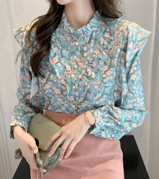 floral temperament chiffon shirt