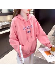 Autumn new fashion matching hooded pocket letter embroidery Hoodies
