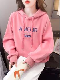 Autumn new fashion matching hooded pocket letter embroidery Hoodies