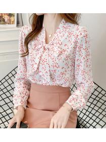 Korean style matching polka dot Chiffon shirt 