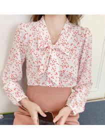 Korean style matching polka dot Chiffon shirt 