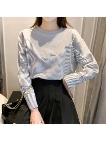 women's trendy early autumn fake two-piece tops