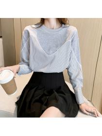 women's trendy early autumn fake two-piece tops