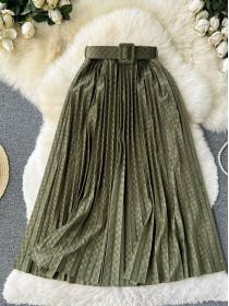 Fashion style mid-length skirt women's autumn popular pleated skirt