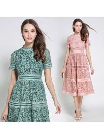 Summer Women's New Elegant Slim Long Lace Dress