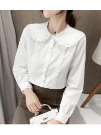 chiffon shirt lace doll collar long sleeve top