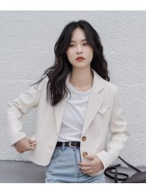 women's solid color temperament korean style short suit jacket