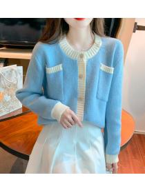 On Sale Color Matching Fashion Nobel Knitting Top