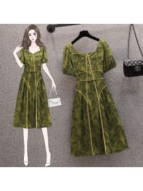 New style plus size women's green dress