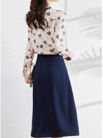 Fashion all-match elegant temperament top and bottom skirt ladies two-piece suit
