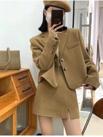 Internet celebrity ladies Xiaoxiang style fashionable woolen coat skirt two-piece suit