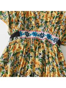 Embroidered V-Neck Floral Dress Long Loose Dress for women