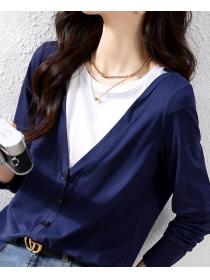 On Sale Color Matching Fashion Nobel Blouse 