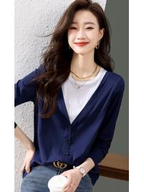 On Sale Color Matching Fashion Nobel Blouse 