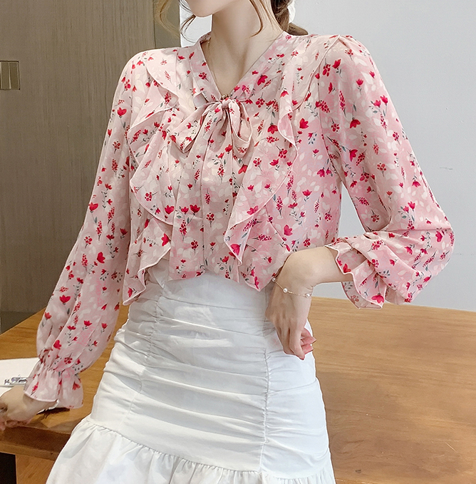 Fashion style Long Sleeve Floral Shirt