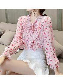 Fashion style Long Sleeve Floral Shirt 